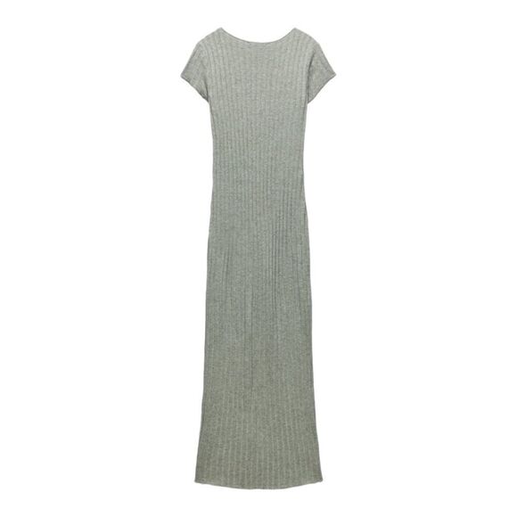 ZARA | Light Khaki | RIBBED MIDI DRESS - Picture 6 of 9